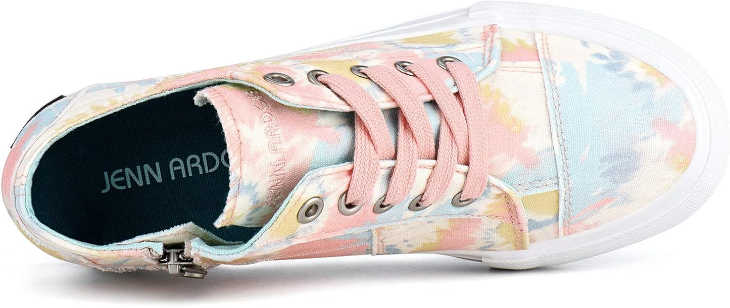 Wedge Sneakers for Women Fashion Canvas Shoes Casual Platform Hidden Heel Womens Slip on Sneaker Non Slip Side Zipper