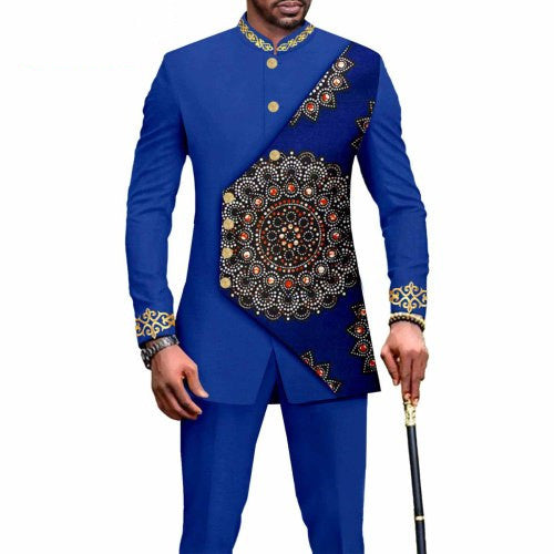 Ethnic Printed Batik Cotton Men's Leisure Suit