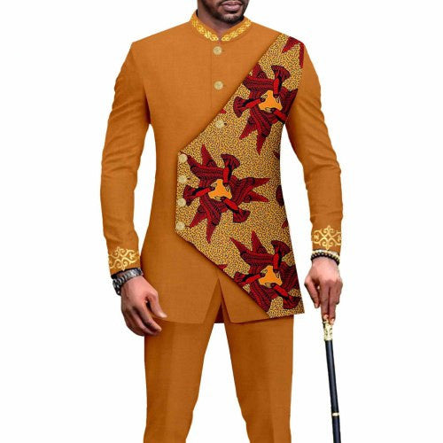 Ethnic Printed Batik Cotton Men's Leisure Suit