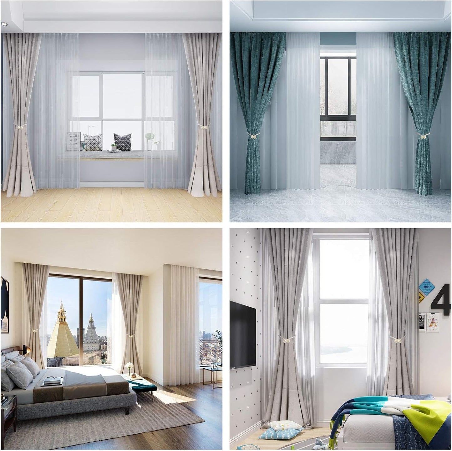 Magnetic Tiebacks for Curtains Drapery Holdbacks Magnetic Curtain Tie Backs Curtain Tie 2 Pairs Beige