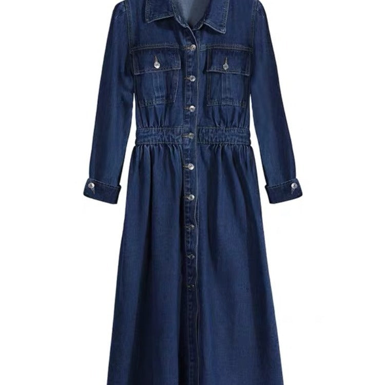 Fall Winter Cowboy Dress Women's Autumn New Waist Slimming Temperament Long Sleeve Spring And Autumn Younger Dress