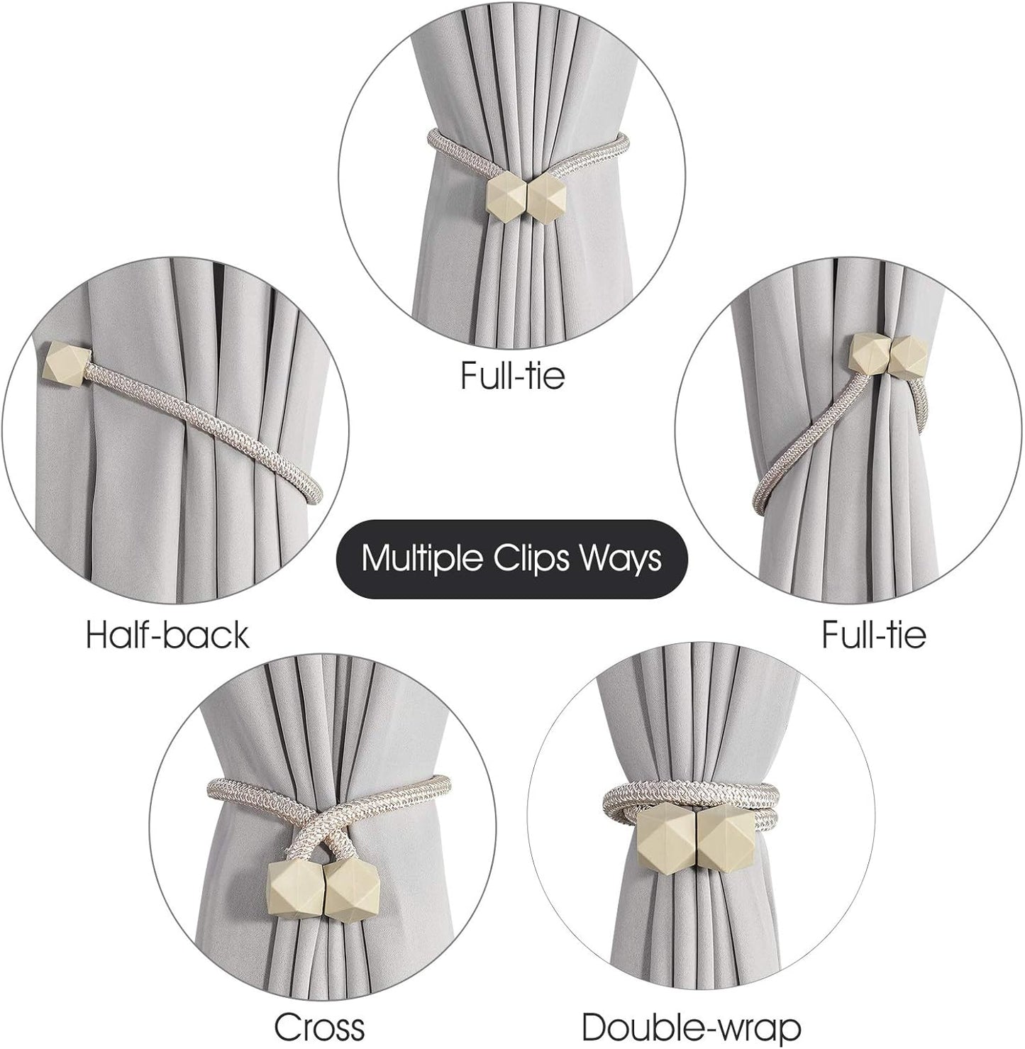 Magnetic Tiebacks for Curtains Drapery Holdbacks Magnetic Curtain Tie Backs Curtain Tie 2 Pairs Beige