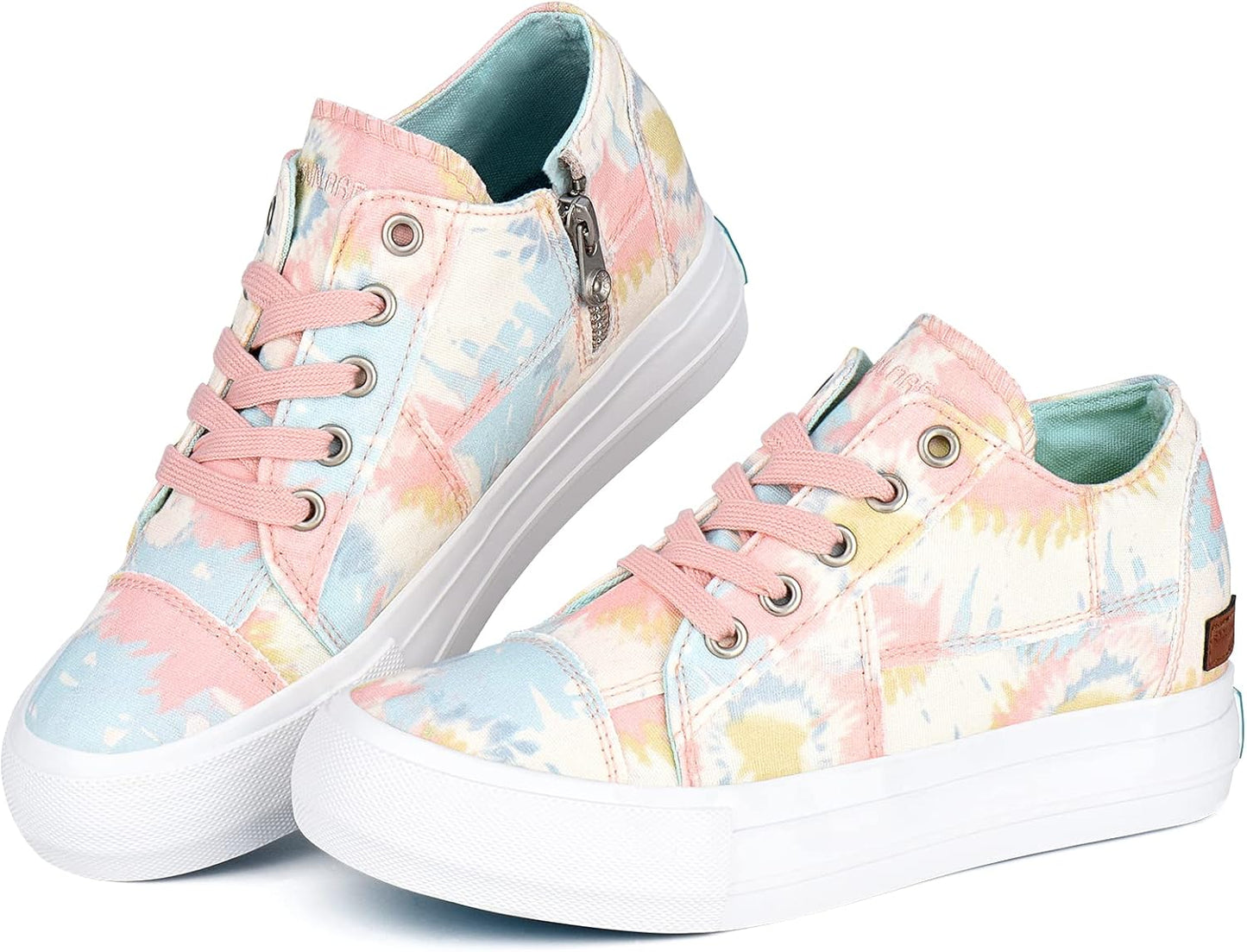 Wedge Sneakers for Women Fashion Canvas Shoes Casual Platform Hidden Heel Womens Slip on Sneaker Non Slip Side Zipper