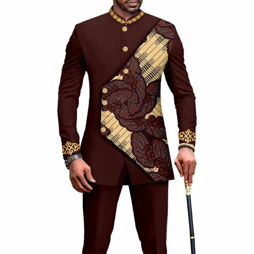 Ethnic Printed Batik Cotton Men's Leisure Suit