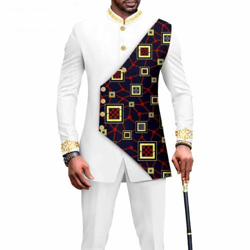 Ethnic Printed Batik Cotton Men's Leisure Suit