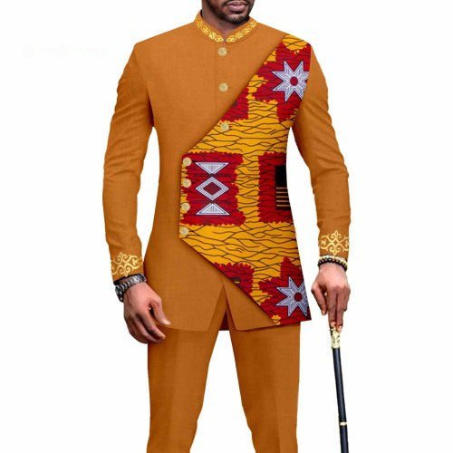 Ethnic Printed Batik Cotton Men's Leisure Suit