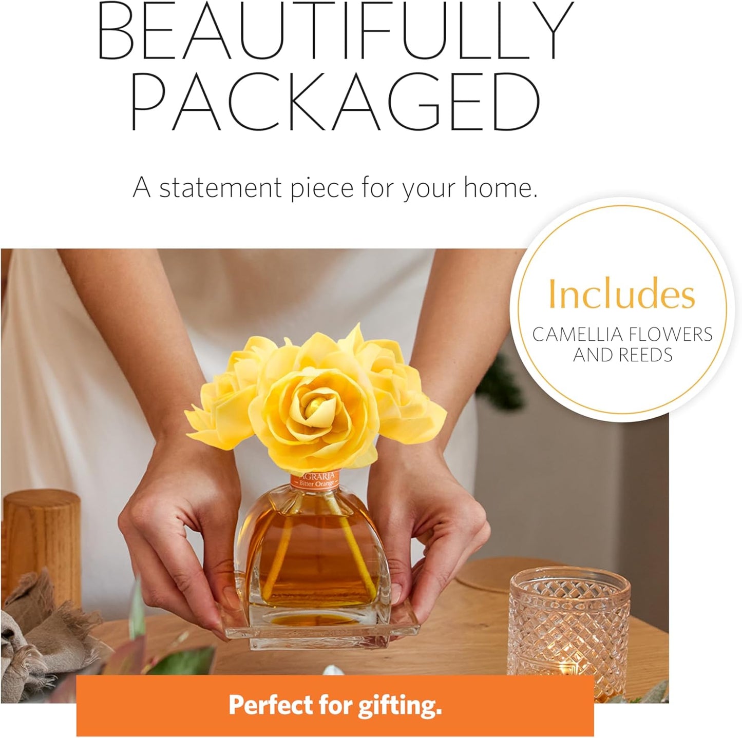 Airessence & Petiteessence Flower and Reed Diffuser Set, Luxury Home Scents Diffuser, Scented Oil Reed Diffuser, Flower and Reed Diffuser Gift Set for All Occasions
