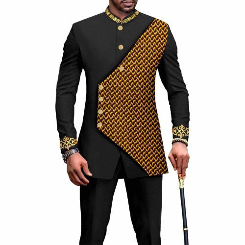 Ethnic Printed Batik Cotton Men's Leisure Suit