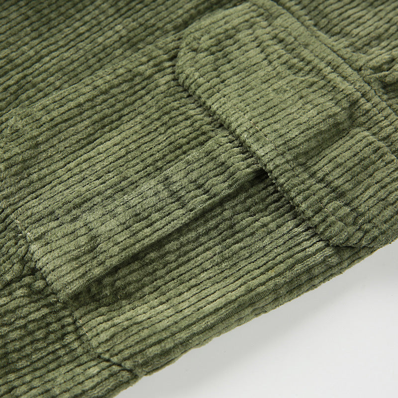 Fall Winter Tooling Corduroy Slacks High Waist Length