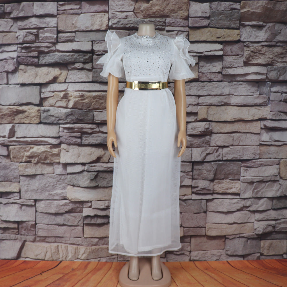 African Fashion Dress Mesh Hot Drilling