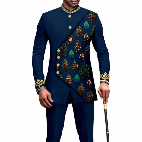 Ethnic Printed Batik Cotton Men's Leisure Suit