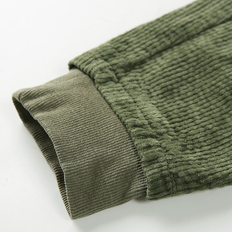 Fall Winter Tooling Corduroy Slacks High Waist Length