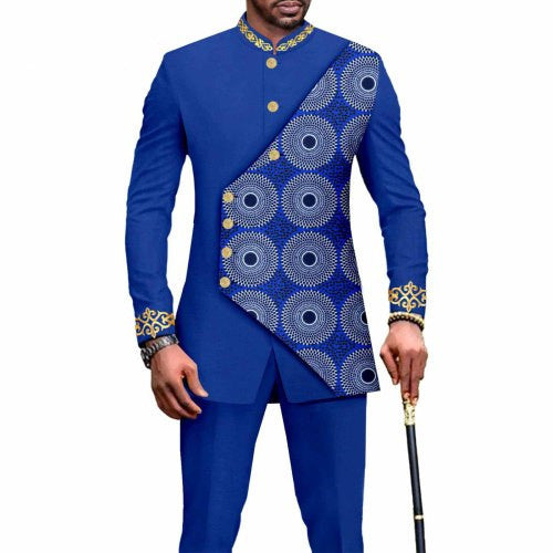 Ethnic Printed Batik Cotton Men's Leisure Suit