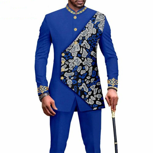 Ethnic Printed Batik Cotton Men's Leisure Suit