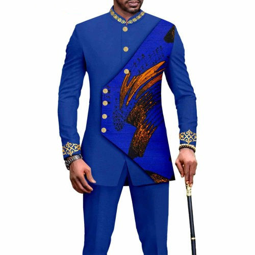 Ethnic Printed Batik Cotton Men's Leisure Suit