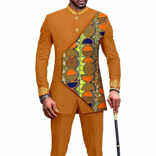 Ethnic Printed Batik Cotton Men's Leisure Suit