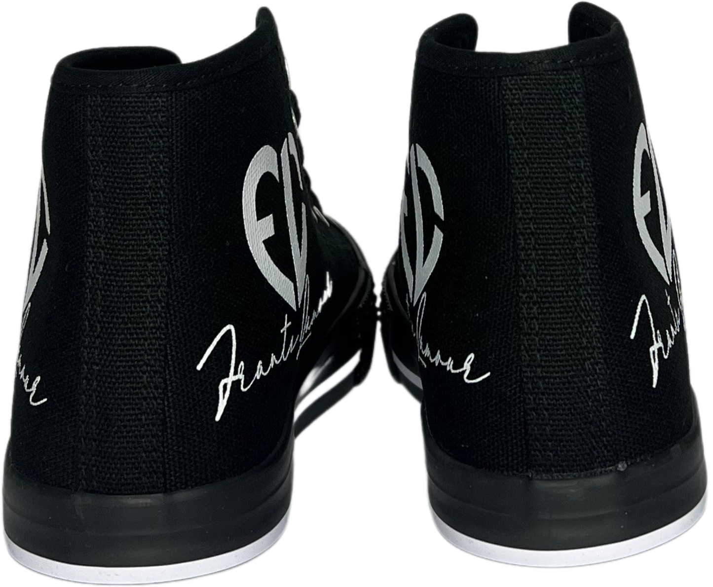 Frantz Lamour Signature Classic Women's High Top Canvas Lace Up Casual Walking Shoes - Black & White