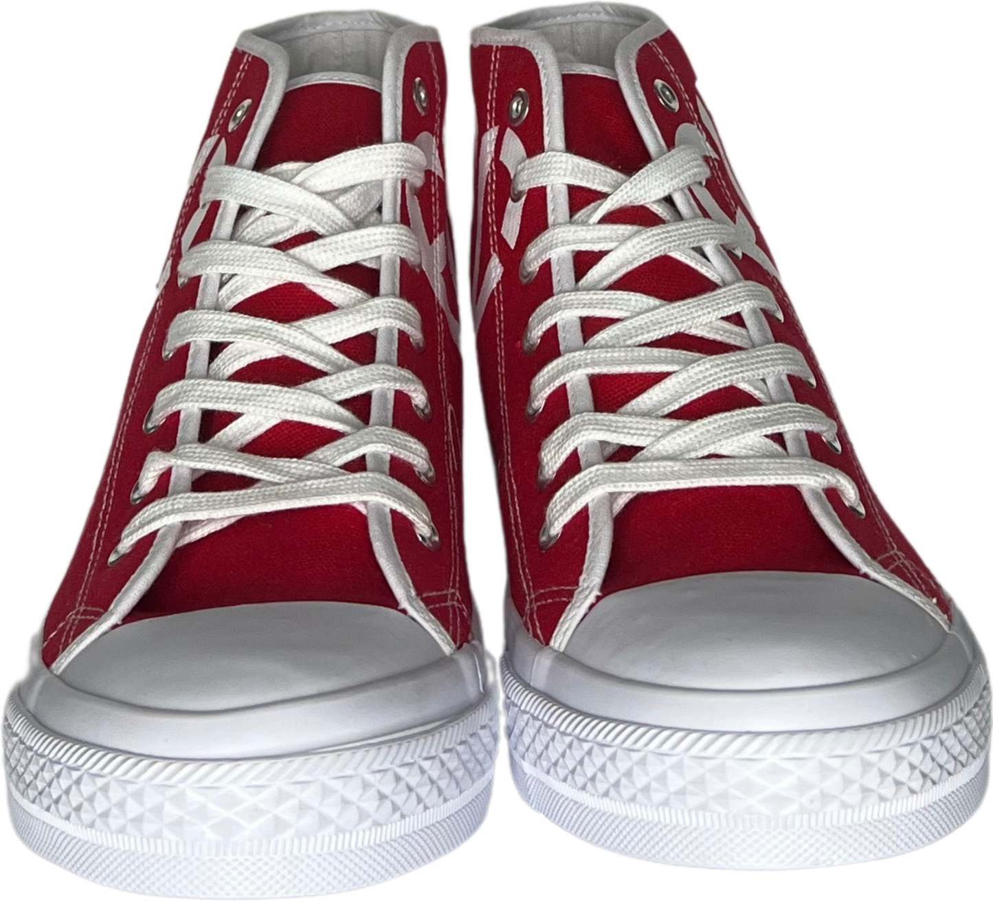 Frantz Lamour Signature Classic Men's High Top Canvas Lace Up Casual Walking Shoes - Red & White