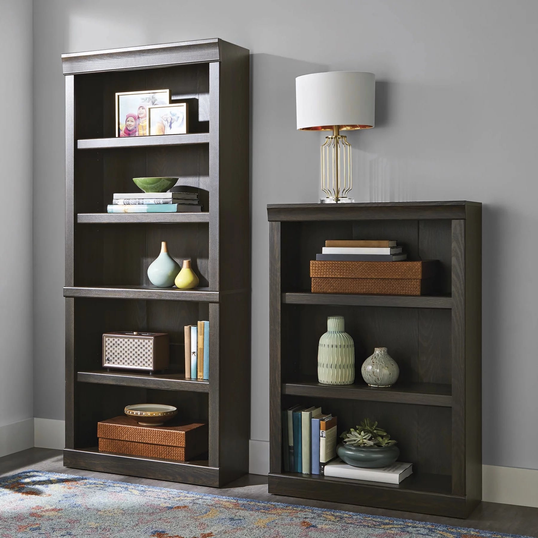 Glendale 5-Shelf Bookcase, Dark Oak