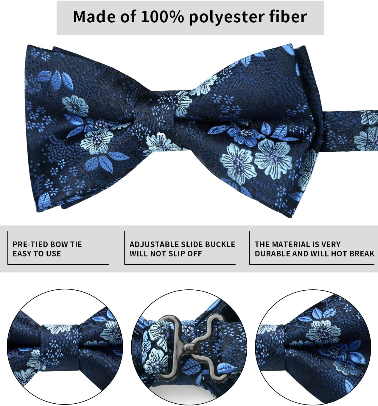 Professional Title: "Men's Pre-Tied Paisley Bow Tie and Pocket Square Set for Wedding Party"