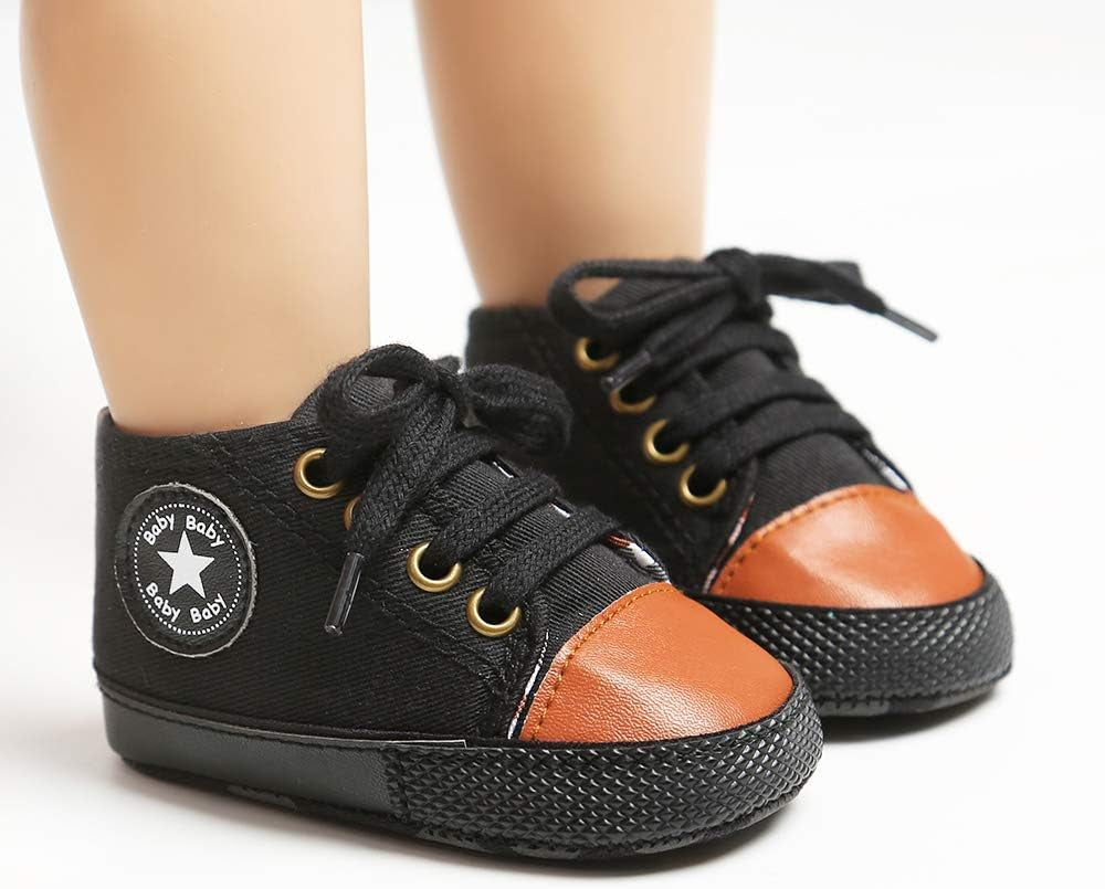 Toddler Baby Boys Girls High Tops Ankle Sneakers Soft Anti-Slip Sole PU Leather Moccasins Infant Newborn Prewalker First Walking Crib Shoes