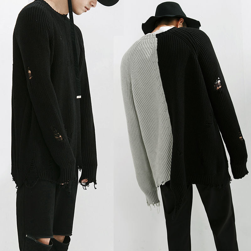 Fall Oversize Ripped Sweater Men