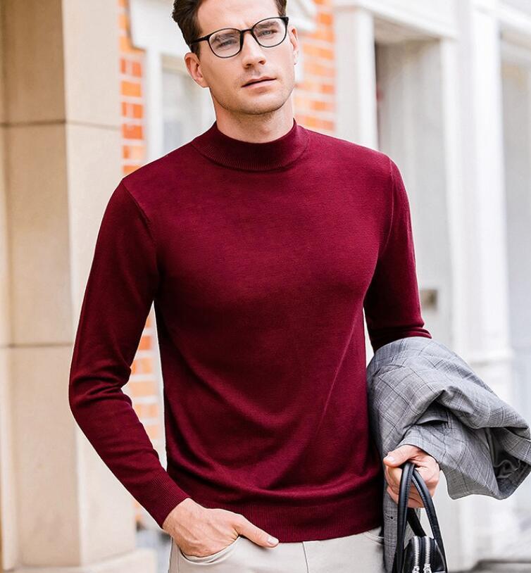 Fall Winter Men Half-collar Wool Sweater