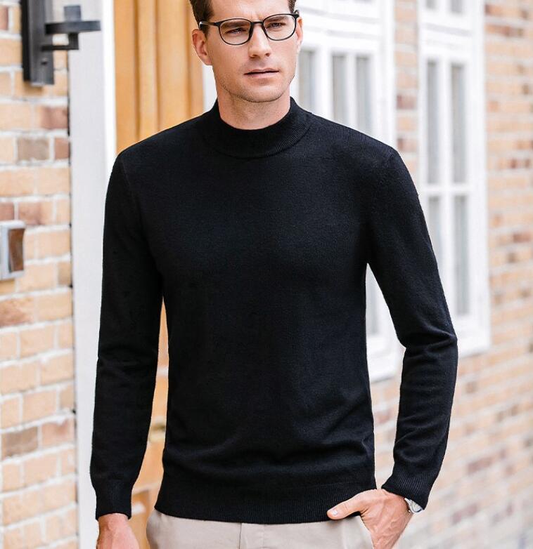 Fall Winter Men Half-collar Wool Sweater