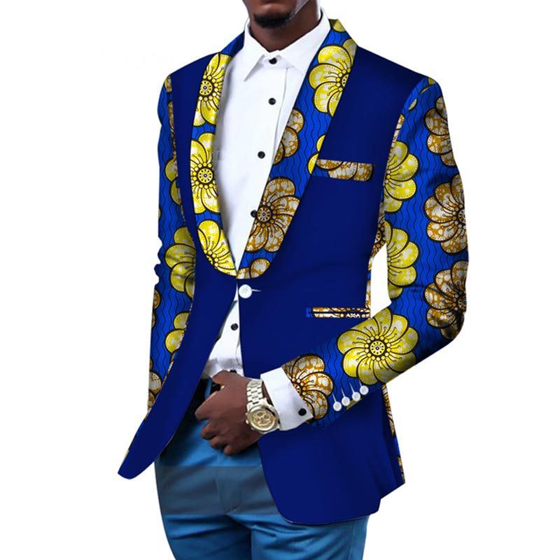 African Men's Casual Printed Cotton Suit