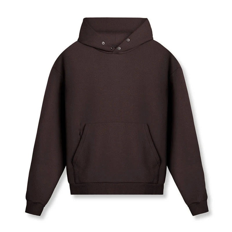 Fall Winter Men Brushed Hoody Solid Color Loose Hooded