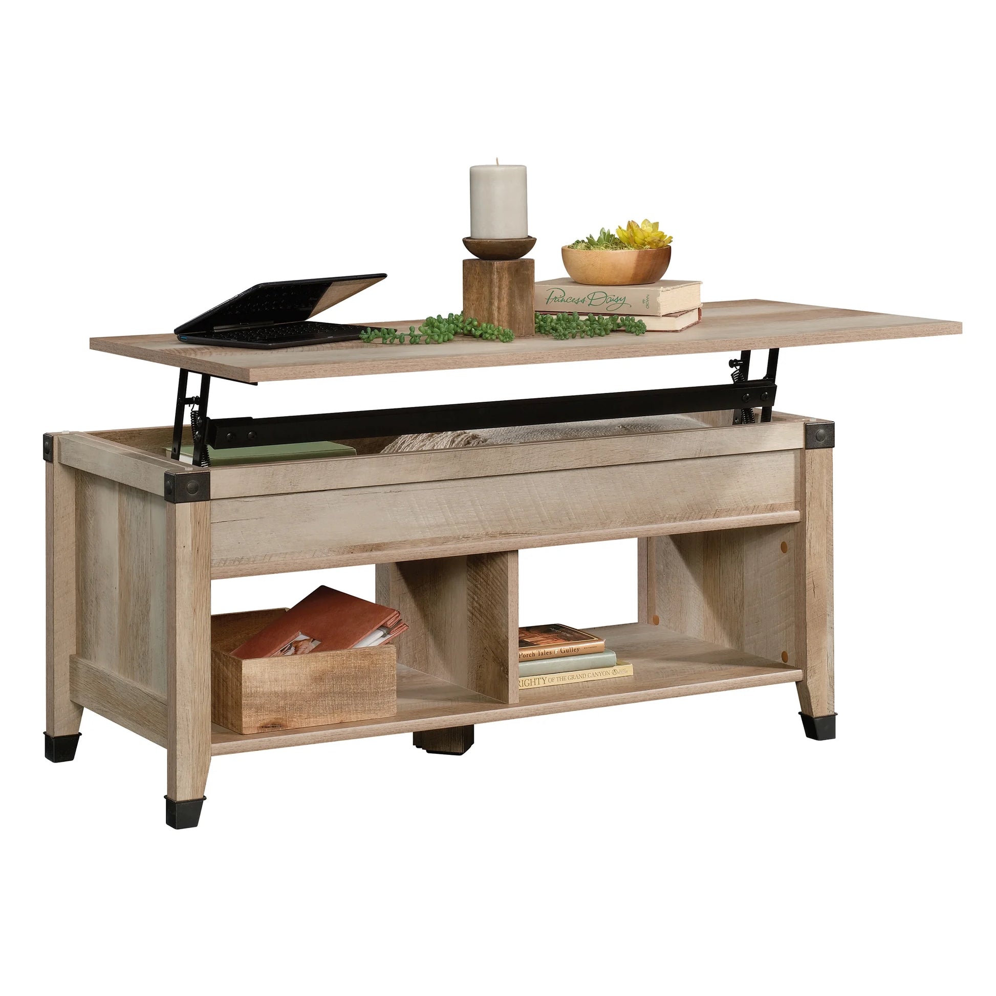 Carson Forge Lift Top Coffee Table, Lintel Oak Finish