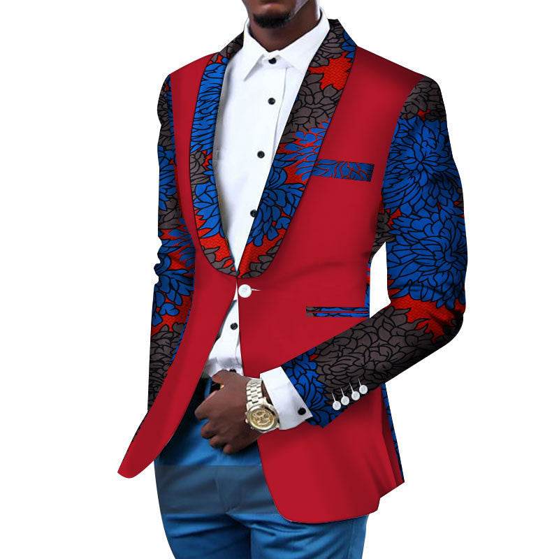 African Men's Casual Printed Cotton Suit