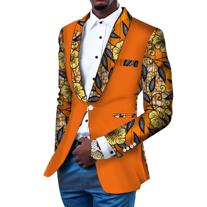 African Men's Casual Printed Cotton Suit