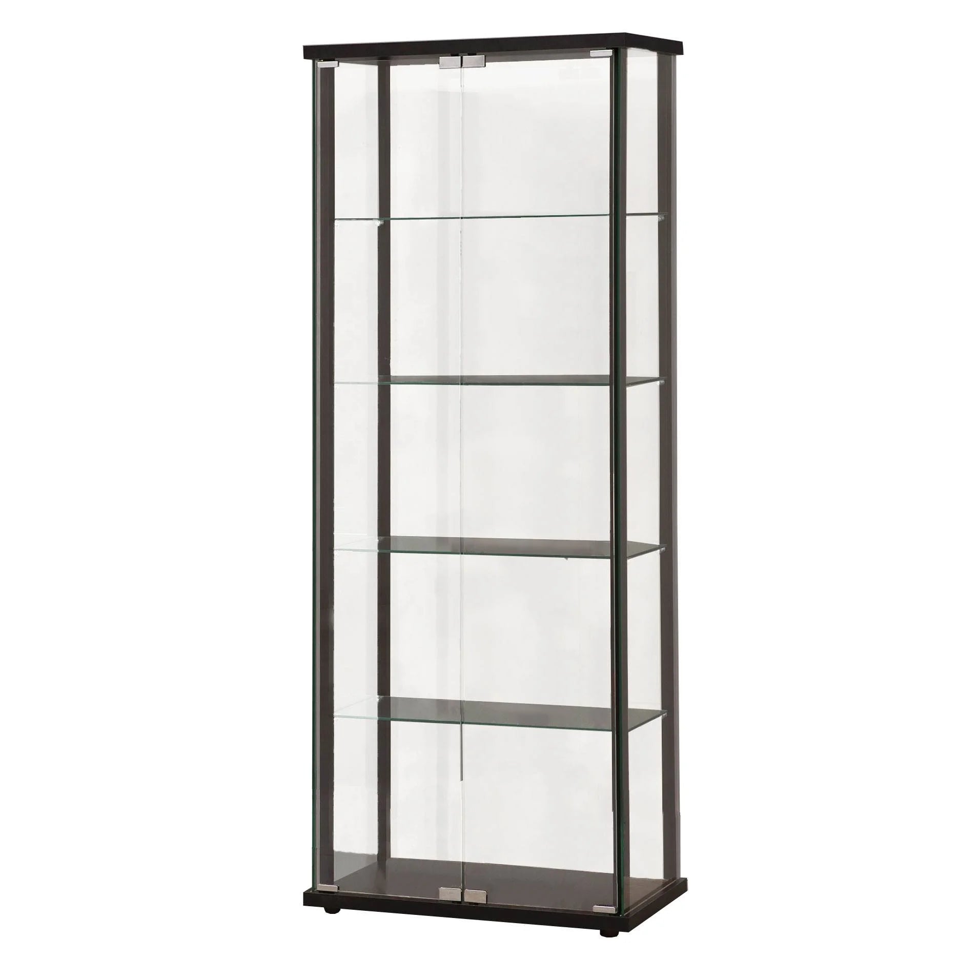 Delphinium 5-Shelf Glass Curio Cabinet Black and Clear