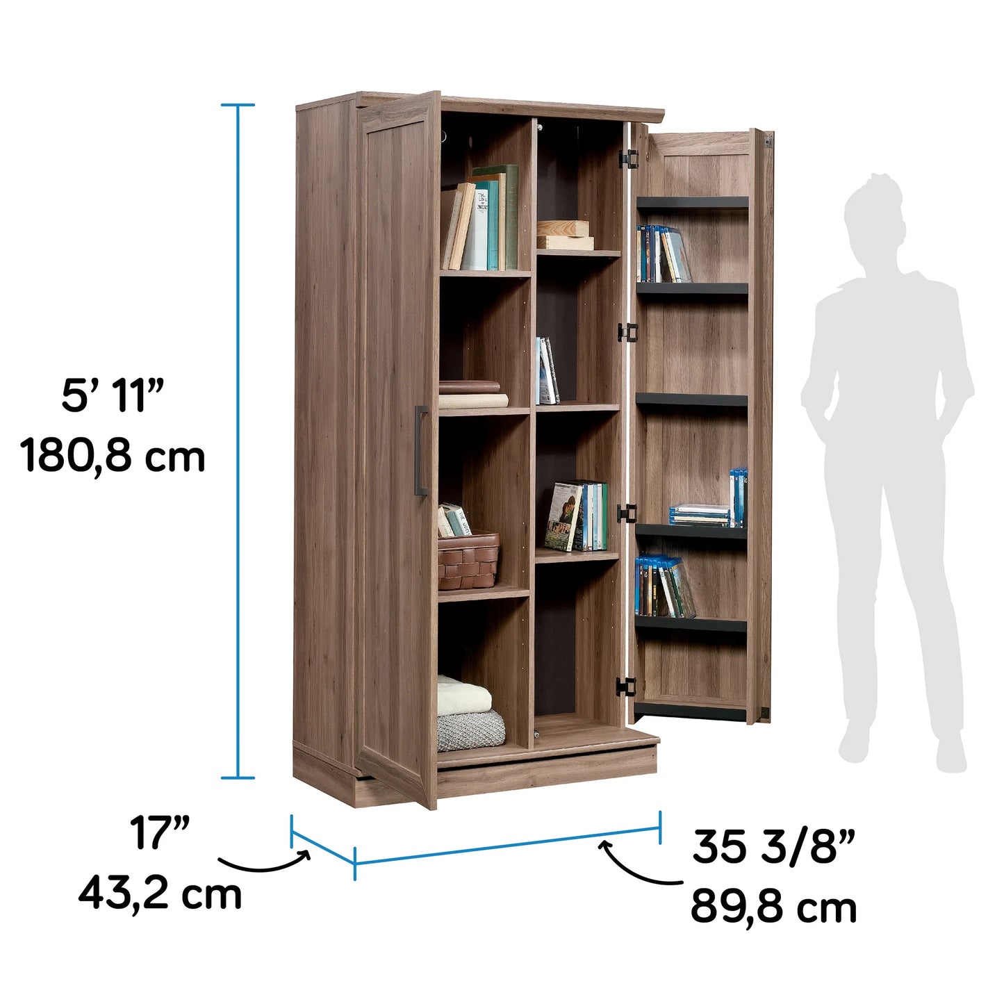 Homeplus Storage Cabinet, Salt Oak Finish