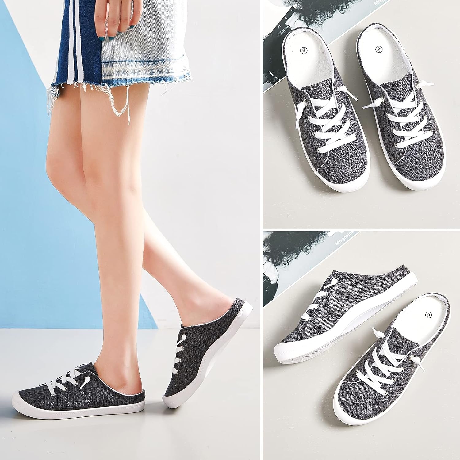 Women'S Slip on Shoes for Women Canvas Shoes Casual Mules Sneaker Fashion Backless Sneakers