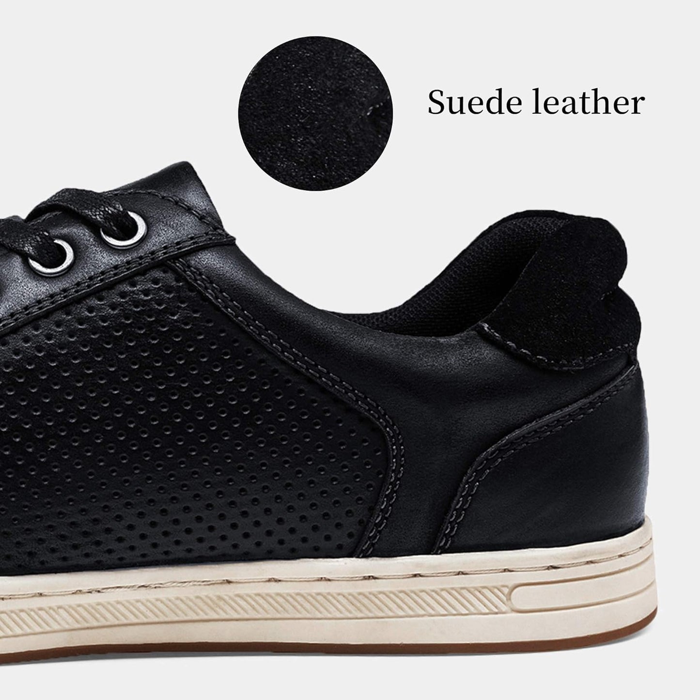 Men'S Fashion Sneakers Causal Shoes Business Leather Breathable Hole Oxford(A65996 Black 11)