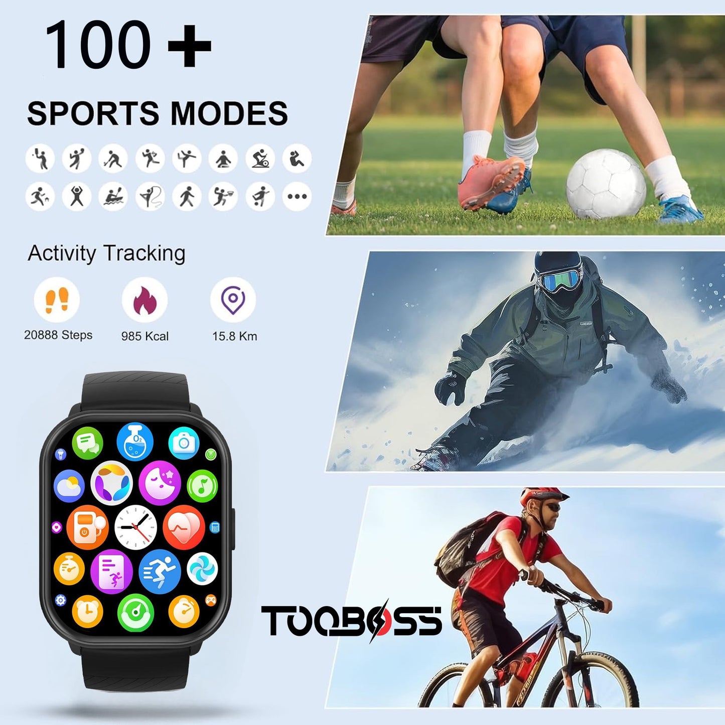 Smart Watch for Men Women, 2.01" Smartwatch (Answer/Make Call), IP68 Waterproof Fitness Trackerwatch, 100+ Sport Modes, Pedometer, Smartwatches for Android Ios