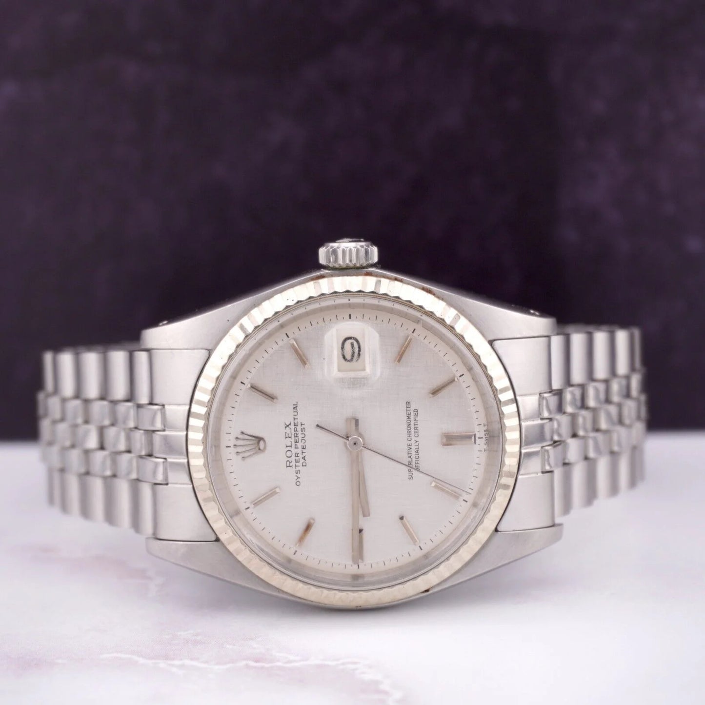 Men's 36mm Datejust Stainless Steel Watch with Jubilee Band and Silver Linen Dial