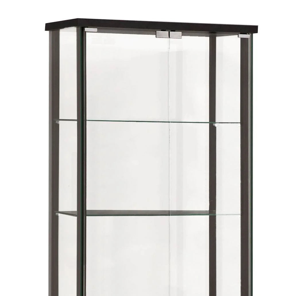 Delphinium 5-Shelf Glass Curio Cabinet Black and Clear