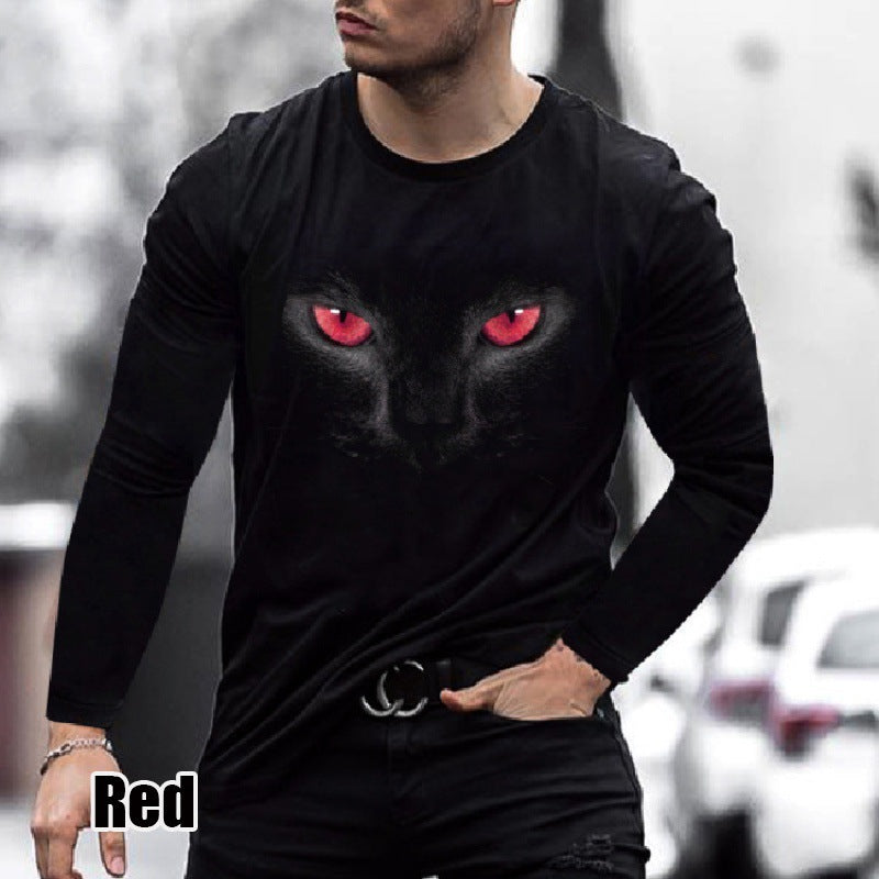 Fall New Loose Round Neck Lion Head Black Men