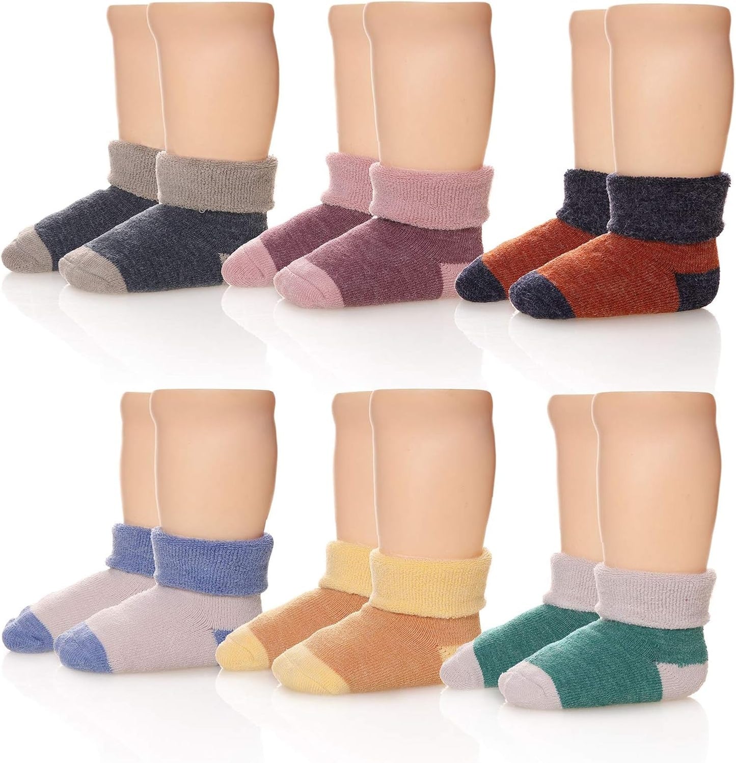 6 Pairs Children'S Winter Thick Warm Wool Socks Soft Kids Toddler Baby Girls Boy Thermal Crew Socks