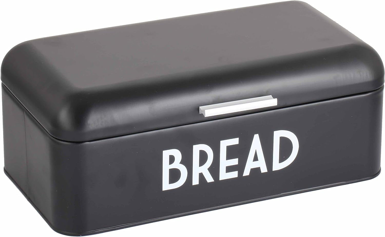 Bread Box for Kitchen Countertop, Metal, (Black), Vented with Hinge Top | Large Bread Box | Keeps Loaves, Bagels, Croissants Fresh