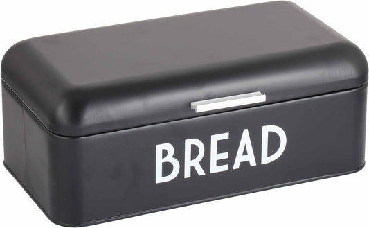 Bread Box for Kitchen Countertop, Metal, (Black), Vented with Hinge Top | Large Bread Box | Keeps Loaves, Bagels, Croissants Fresh