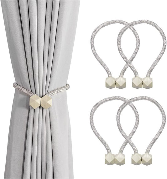 Magnetic Tiebacks for Curtains Drapery Holdbacks Magnetic Curtain Tie Backs Curtain Tie 2 Pairs Beige