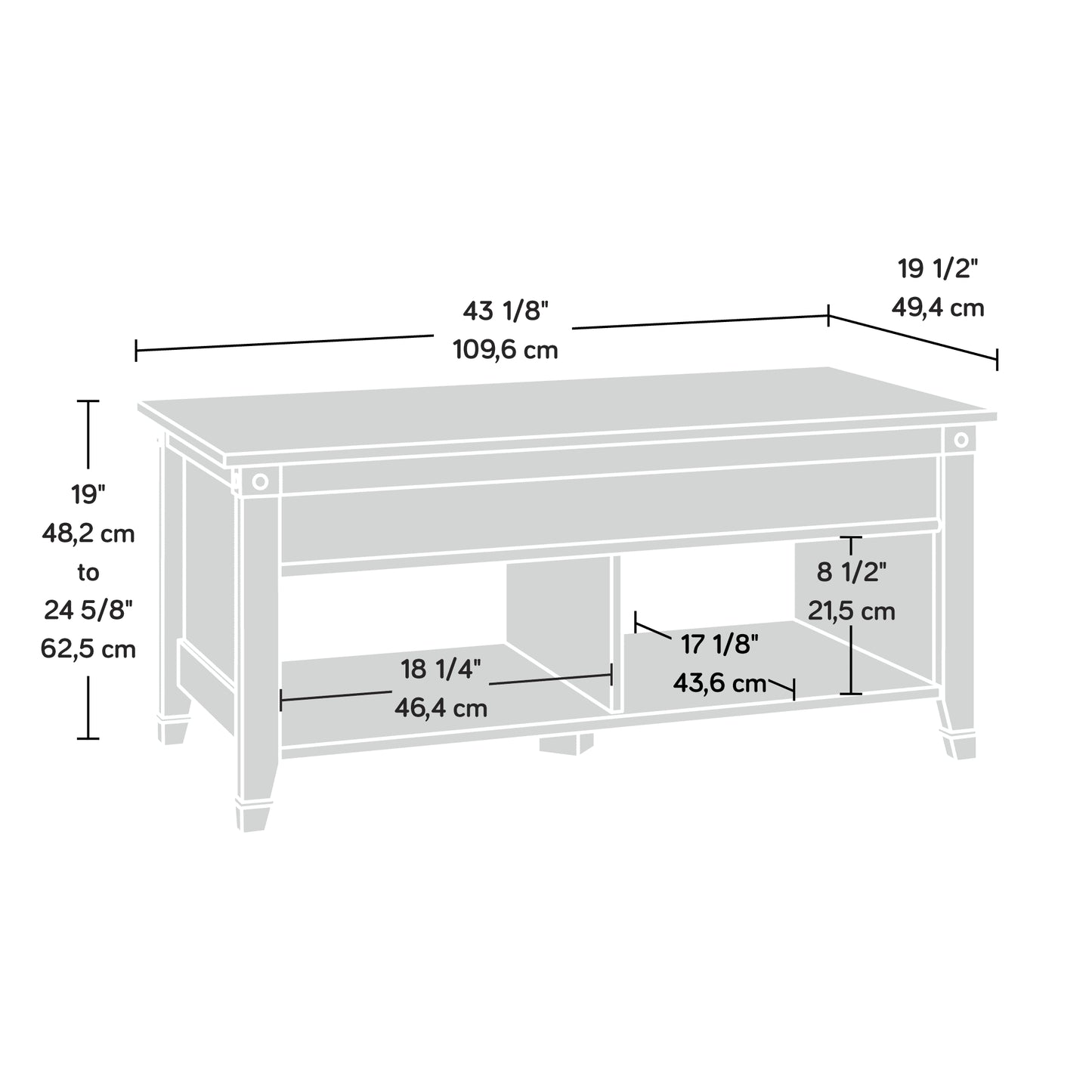 Carson Forge Lift Top Coffee Table, Lintel Oak Finish