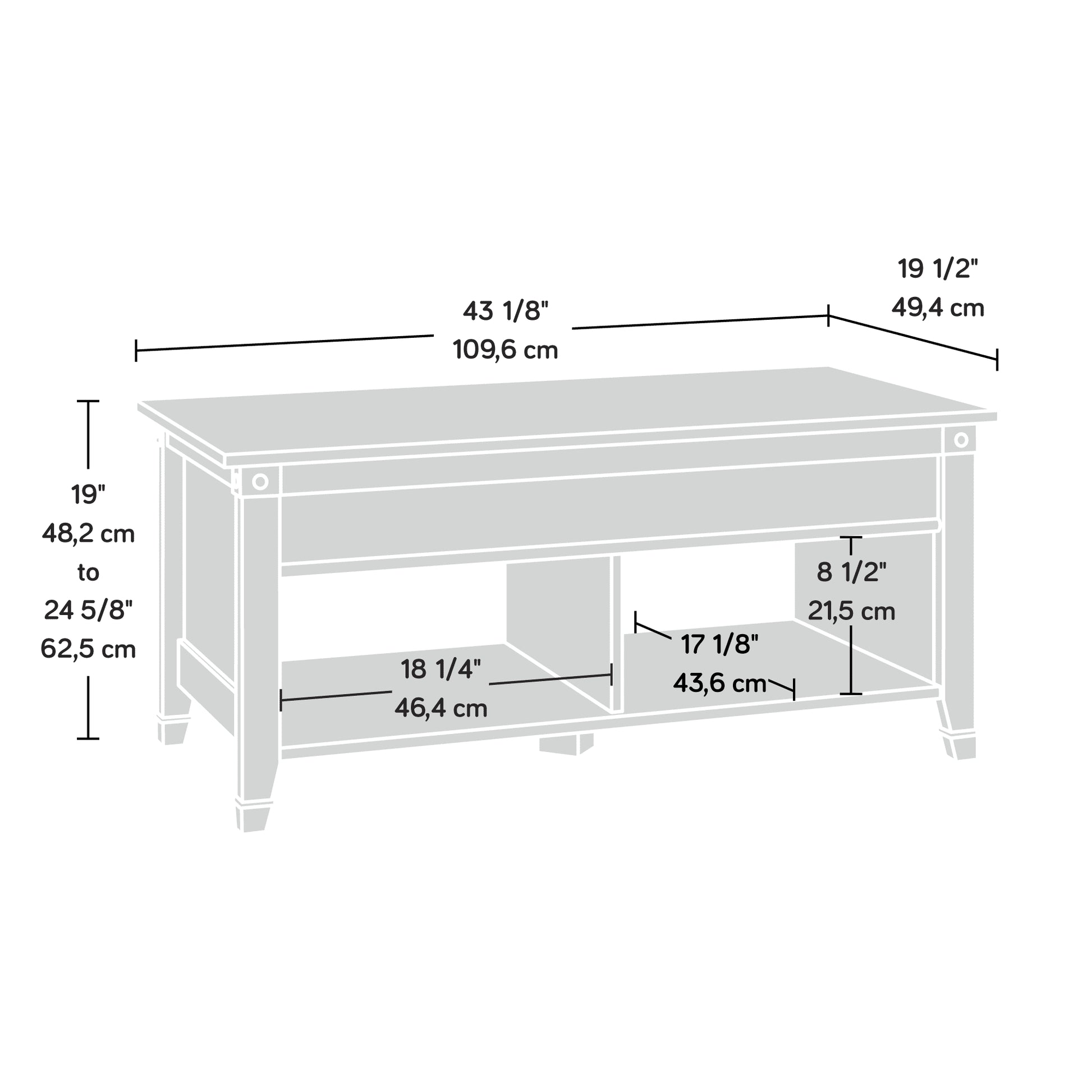 Carson Forge Lift Top Coffee Table, Lintel Oak Finish