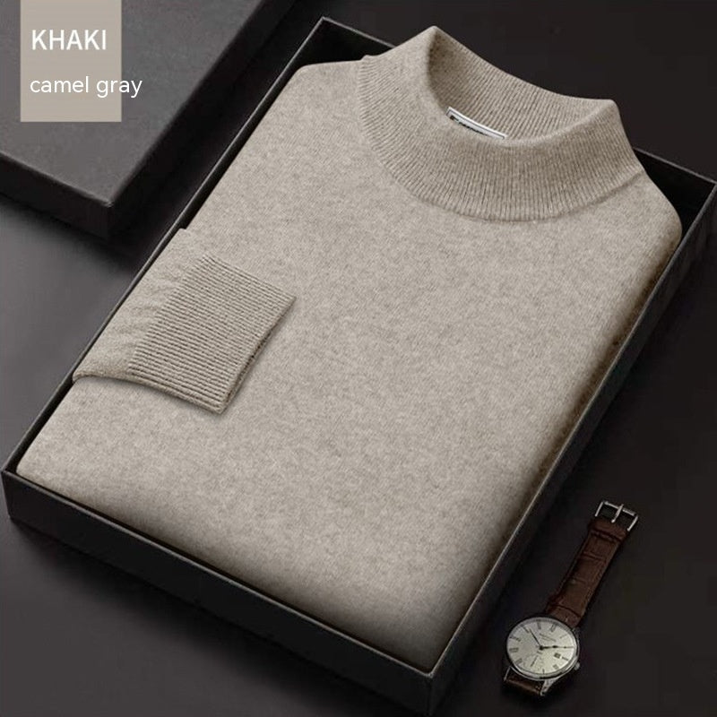 Fall Winter Men Half-collar Wool Sweater