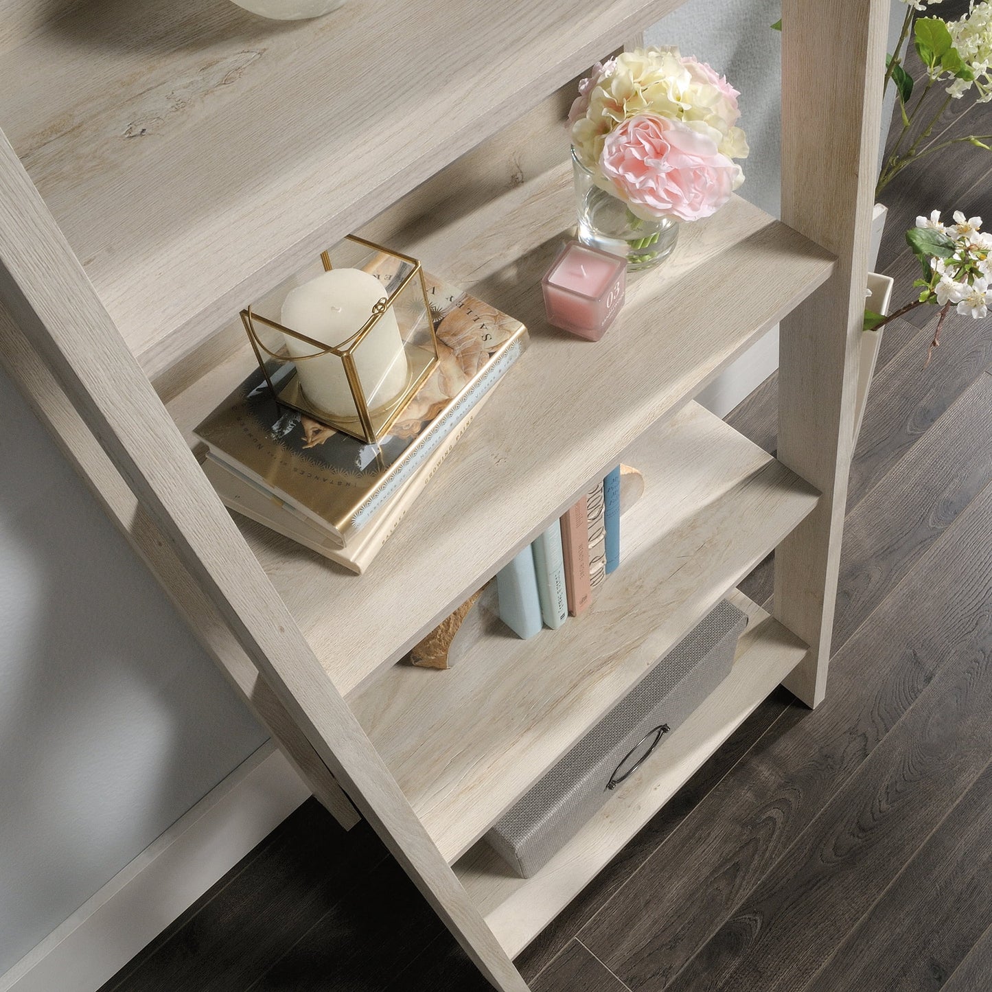 Trestle 5-Shelf Bookcase, Chalked Chestnut Finish