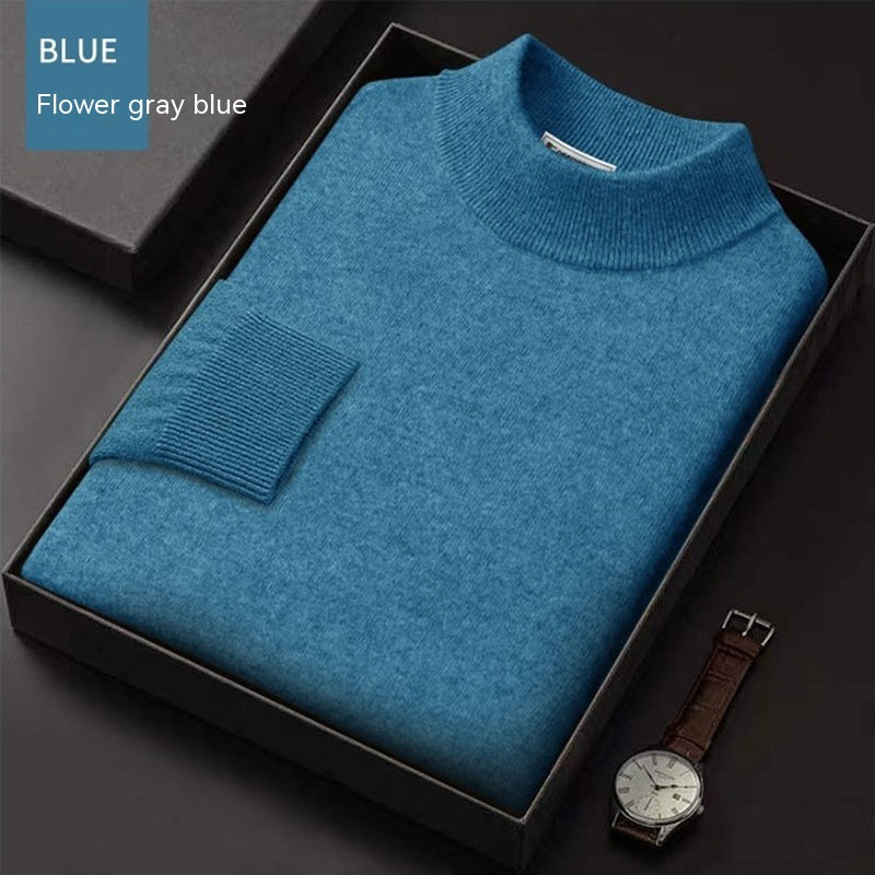 Fall Winter Men Half-collar Wool Sweater